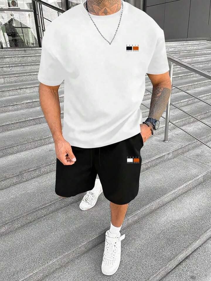 Men's Premium Pure Cotton Stretch Co-ord Set | Half Sleeves T-shirt & Shorts Tracksuit by Tommy (Set of 2) - Image 2