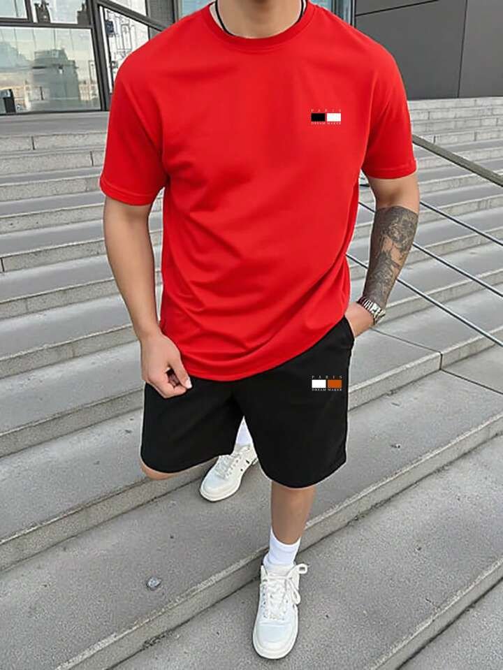 Men's Premium Pure Cotton Stretch Co-ord Set | Half Sleeves T-shirt & Shorts Tracksuit by Tommy (Set of 2) - Image 4