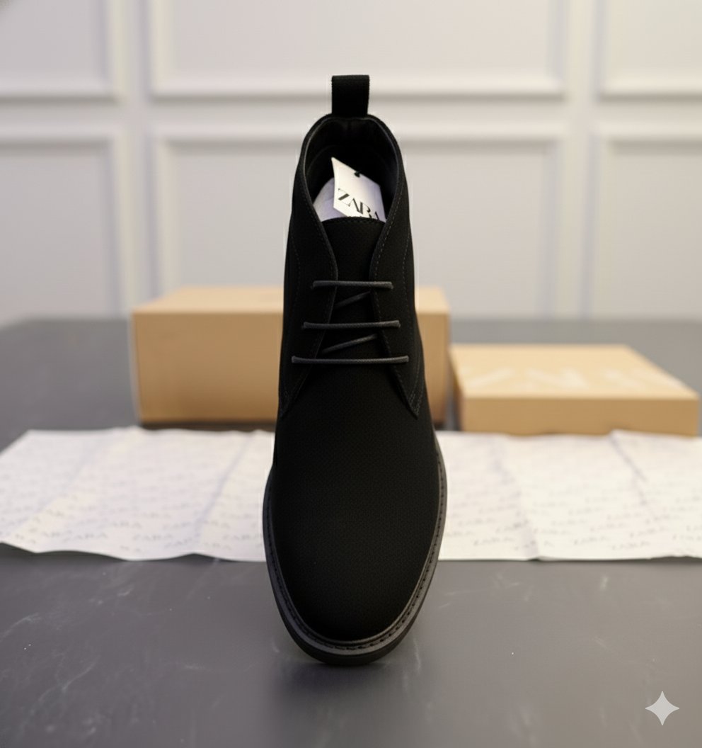 ZARA Men's Black Pure Suede Leather Chukka Boots (Premium Surplus Quality) - Image 6