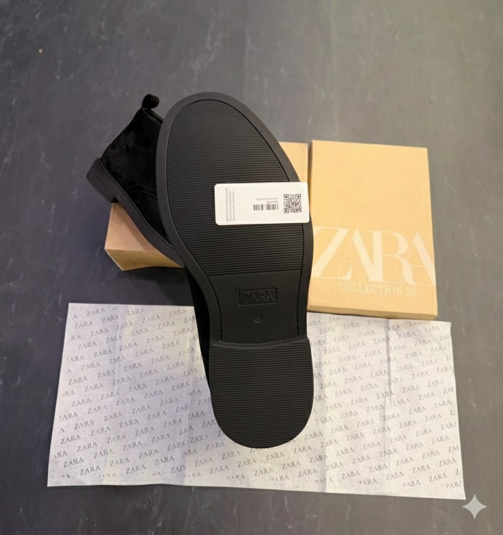 ZARA Men's Black Pure Suede Leather Chukka Boots (Premium Surplus Quality) - Image 5