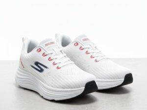 Skechers Men's Performance Athletic Running Shoes | Cushioned Sport Sneakers - White/Navy/Red