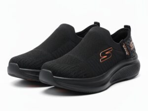Men's Black Knit Slip-On Walking Shoes - Casual Comfort Sneakers