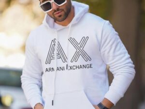 Armani Exchange (A|X) Branded Fleece Pullover Hoodie for Men - Soft & Warm