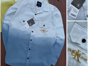 Men’s Stylish Gradient Casual Shirt with Dual Chest Pockets – Premium Cotton Fabric