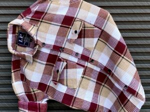 Men's Casual Plaid Waffle Knit Shirt | Full Sleeve Button Down with Twin Pockets