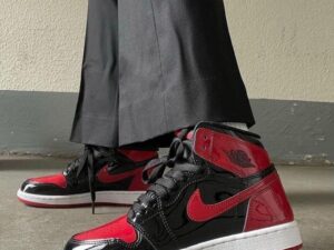 Classic High-Top Patent Leather Sneakers | Black & Red