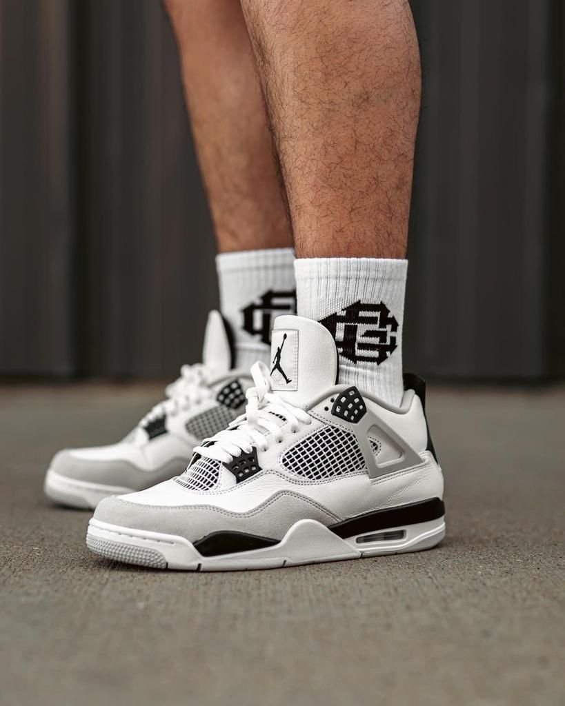 Men's Retro High-Top 'Block' Sneakers with Mesh Detail - White/Black/Grey - Image 4