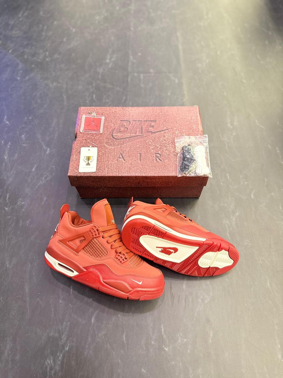 Men's 'Fire Red' Suede High-Top Athletic Sneakers - Image 4