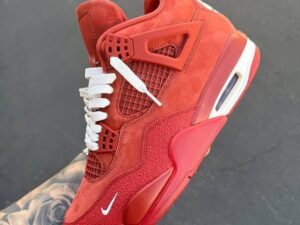 Men's 'Fire Red' Suede High-Top Athletic Sneakers