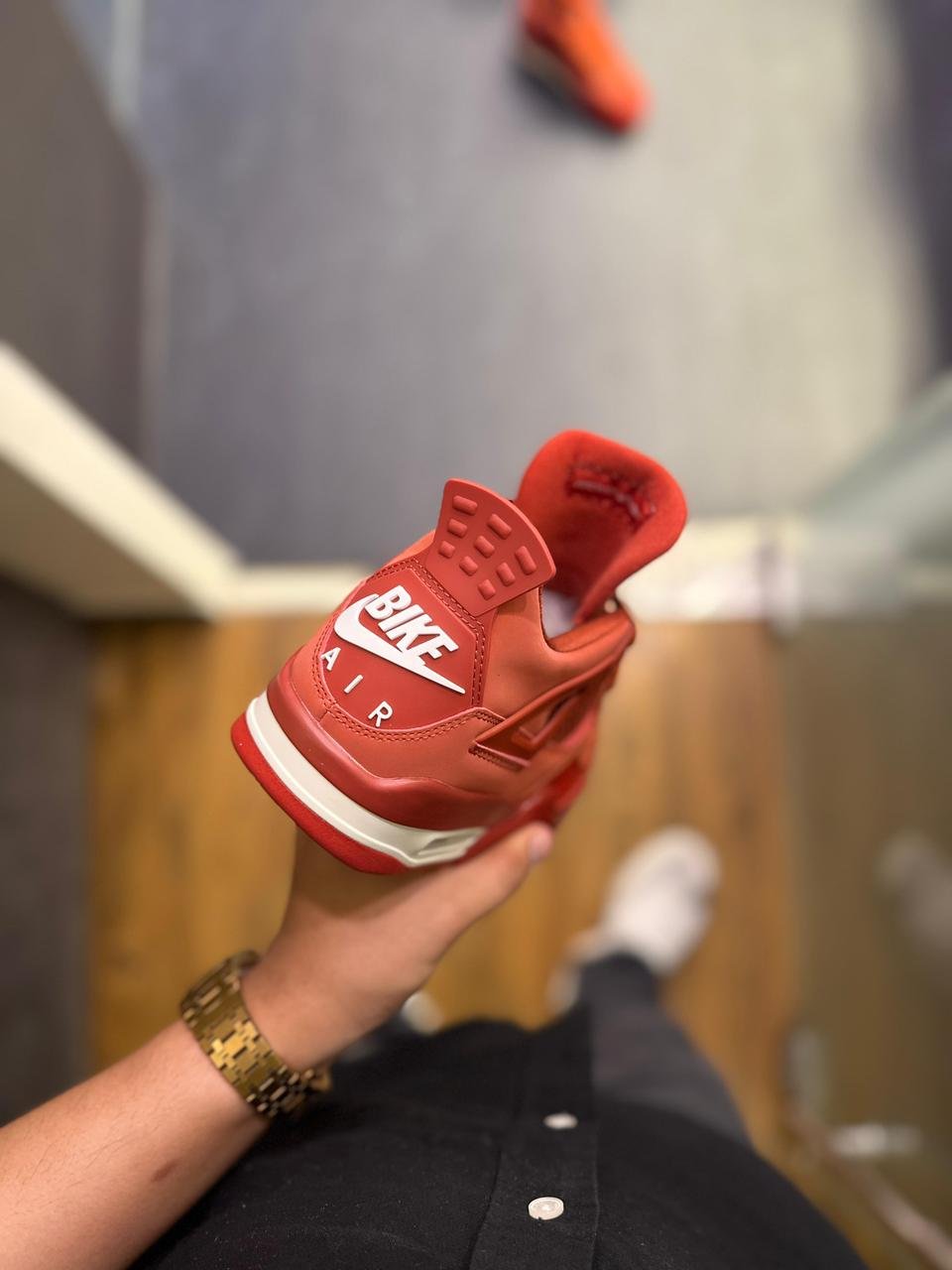 Men's 'Fire Red' Suede High-Top Athletic Sneakers - Image 3