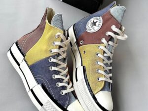 Vintage-Style Patchwork High-Top Canvas Sneakers