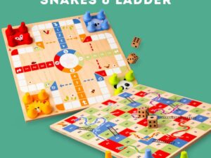 wooden ludo and snakes and ladders board game for kids