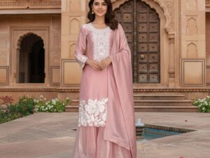 Jimmy Choo Pink Kurta Sharara Set with Embroidery