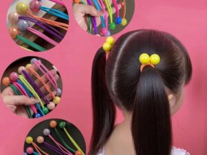 candy colored ball charm hair ties for girls