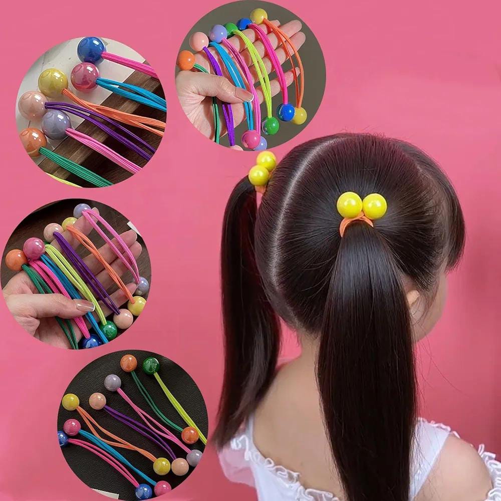 candy colored ball charm hair ties for girls