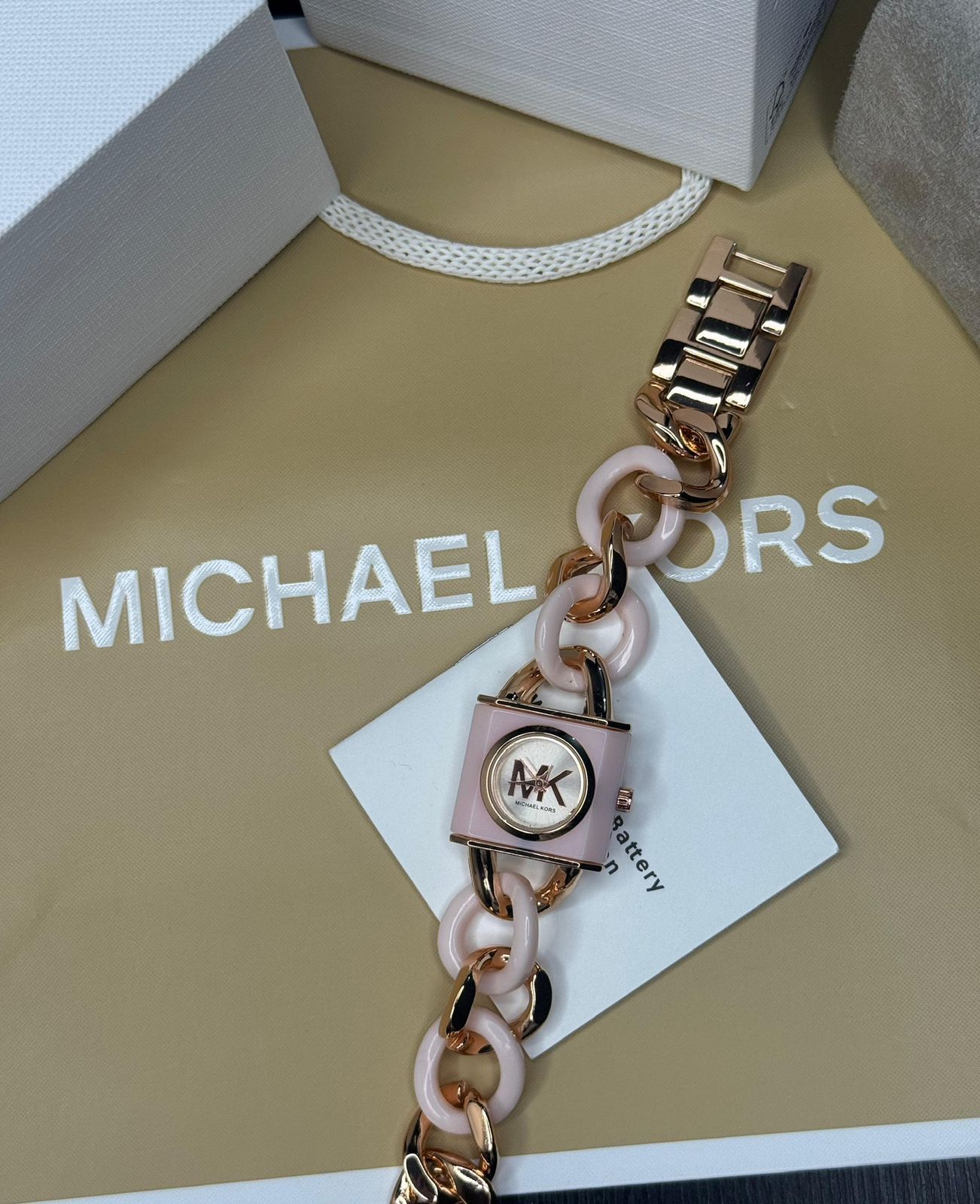 Michael Kors Ceramic Chain Bracelet Watch for Women – MK Quartz Model - Image 3